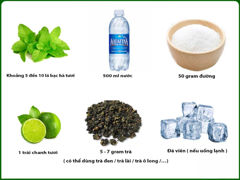 Công thức pha trà bạc hà 
